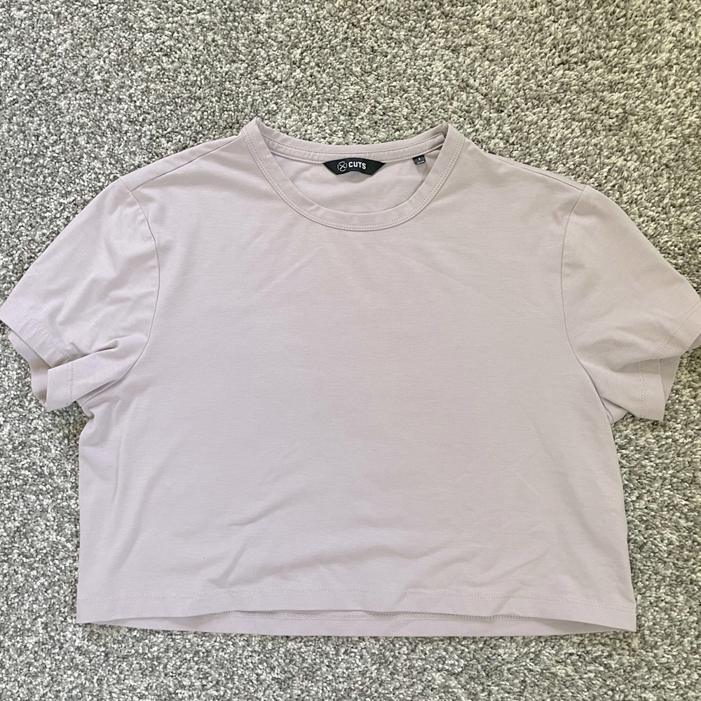 Cuts cropped tee- grayish/light purple